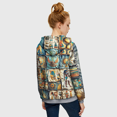 Женская толстовка на молнии Пэчворк из Египта / 3D-Меланж – фото 4