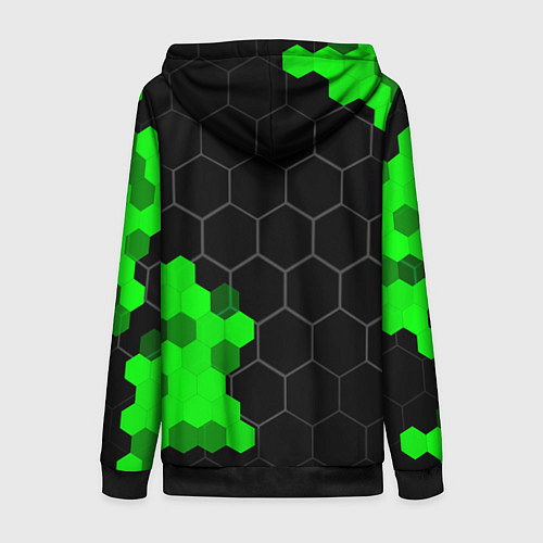 Женская толстовка на молнии Skoda green sport hexagon / 3D-Черный – фото 2