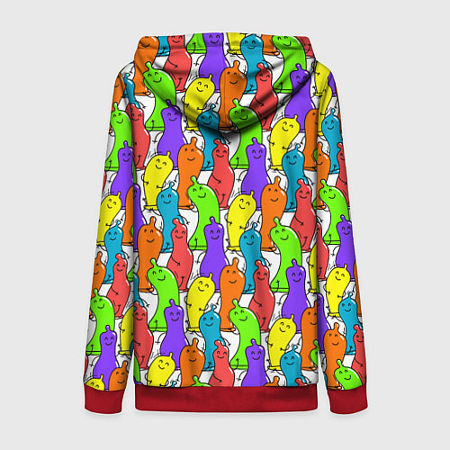 Женская толстовка на молнии Весёлые цветные презервативы / 3D-Красный – фото 2