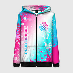 Женская толстовка на молнии Club Brugge neon gradient style вертикально