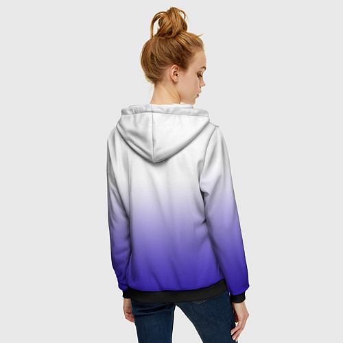 Женская толстовка на молнии Градиент белый ультрамарин / 3D-Черный – фото 4