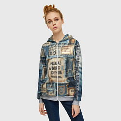 Толстовка на молнии женская I love Barcelona - пэчворк, цвет: 3D-меланж — фото 2