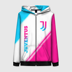 Толстовка на молнии женская Juventus neon gradient style вертикально, цвет: 3D-черный