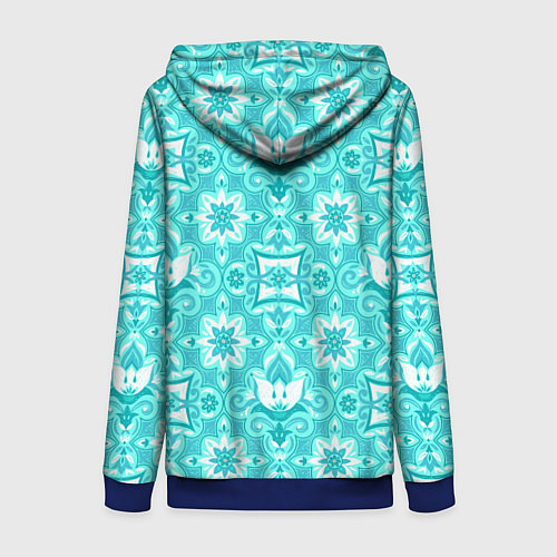 Женская толстовка на молнии Бирюзовая цветочная геометрия / 3D-Синий – фото 2
