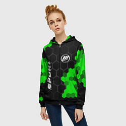 Толстовка на молнии женская Lifan green sport hexagon, цвет: 3D-черный — фото 2