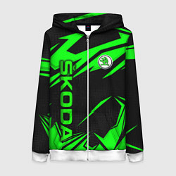 Толстовка на молнии женская Skoda - green uniform, цвет: 3D-белый