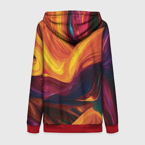 Женская толстовка на молнии Цветная абстракция colorful / 3D-Красный – фото 2