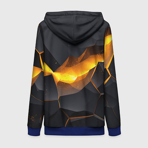 Женская толстовка на молнии Разлом черных плит и оранжевая лава / 3D-Синий – фото 2