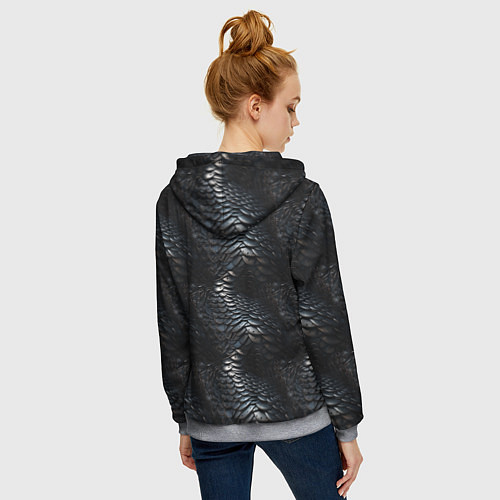Женская толстовка на молнии Блестящая металлическая броня / 3D-Меланж – фото 4