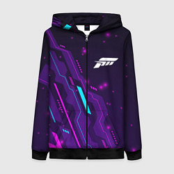 Толстовка на молнии женская Forza Horizon neon gaming, цвет: 3D-черный