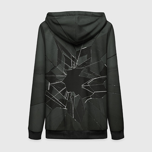 Женская толстовка на молнии Черное разбитое стекло / 3D-Черный – фото 2