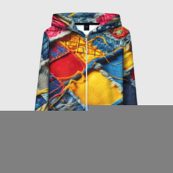 Женская толстовка на молнии Colorful denim patchwork - ai art