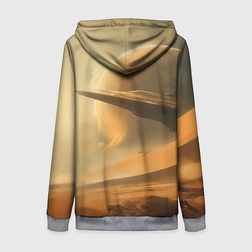 Женская толстовка на молнии Пустыня и космический корабль - Дюна / 3D-Меланж – фото 2