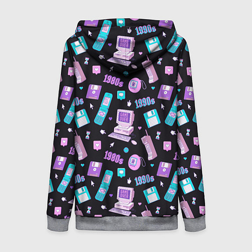 Женская толстовка на молнии Game over 1980 1990 / 3D-Меланж – фото 2