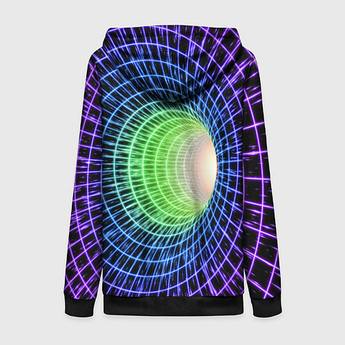 Женская толстовка на молнии Червоточина - трехцветная сетка со свечением / 3D-Черный – фото 2