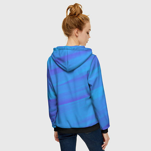 Женская толстовка на молнии Россия - синие волны / 3D-Черный – фото 4