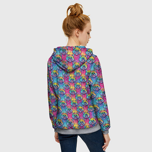 Женская толстовка на молнии Фурри мордочки лисички / 3D-Меланж – фото 4