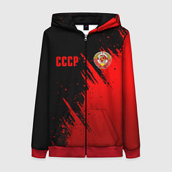Толстовка на молнии женская СССР - черно-красный, цвет: 3D-красный