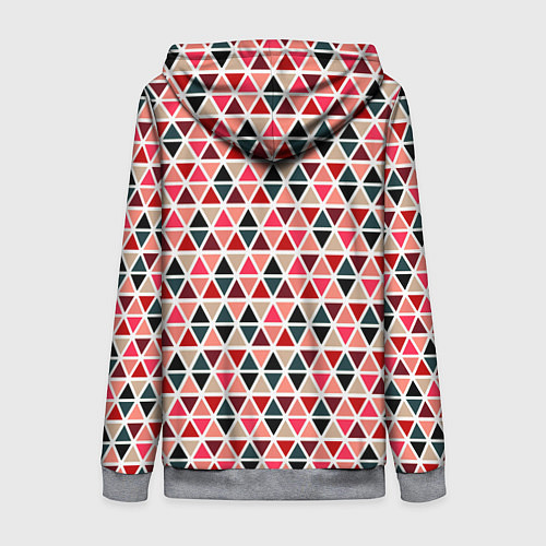 Женская толстовка на молнии Бирюзово-розовый геометричный треугольники / 3D-Меланж – фото 2