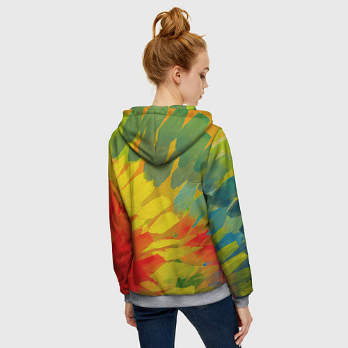 Женская толстовка на молнии Абстракция цветение акрил / 3D-Меланж – фото 4