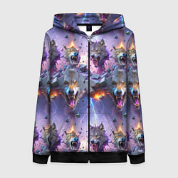 Женская толстовка на молнии Волки и молнии