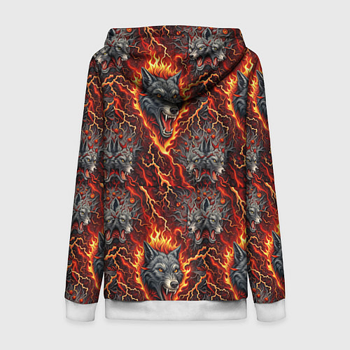 Женская толстовка на молнии Волки эпичный паттерн / 3D-Белый – фото 2