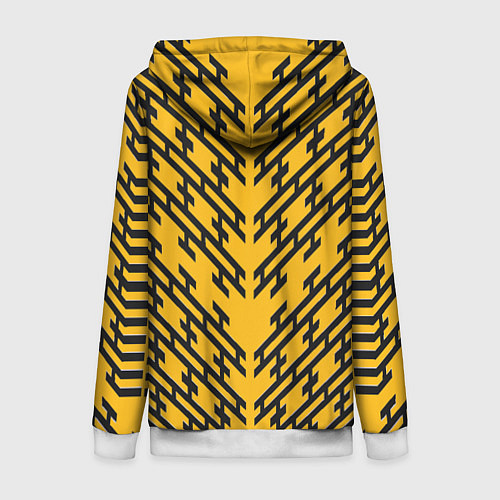 Женская толстовка на молнии Чёрные полосы на жёлтом фоне / 3D-Белый – фото 2