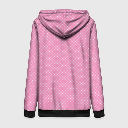 Женская толстовка на молнии Розовый паттерн сеточка / 3D-Черный – фото 2
