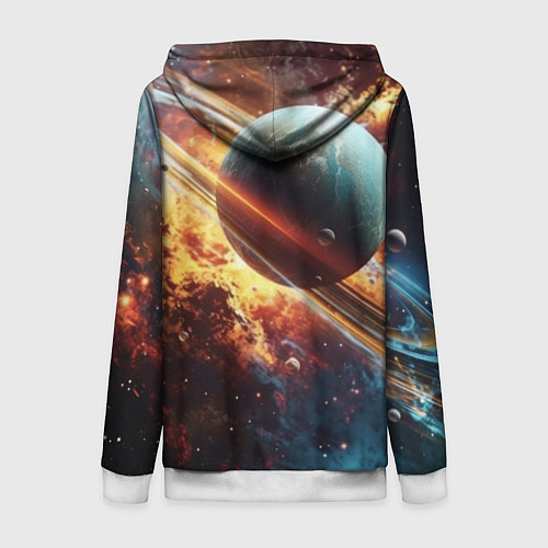 Женская толстовка на молнии Большая планета / 3D-Белый – фото 2