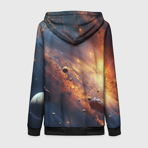 Женская толстовка на молнии Вселенная и планеты / 3D-Черный – фото 2