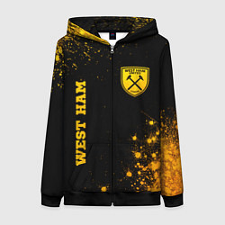 Женская толстовка на молнии West Ham - gold gradient вертикально