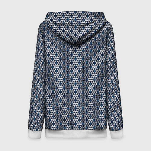 Женская толстовка на молнии Королевский узор тёмно-синий / 3D-Белый – фото 2