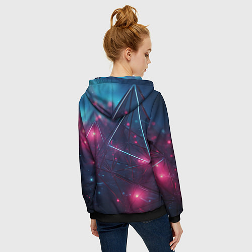 Женская толстовка на молнии Конструкция с ярким свечением / 3D-Черный – фото 4