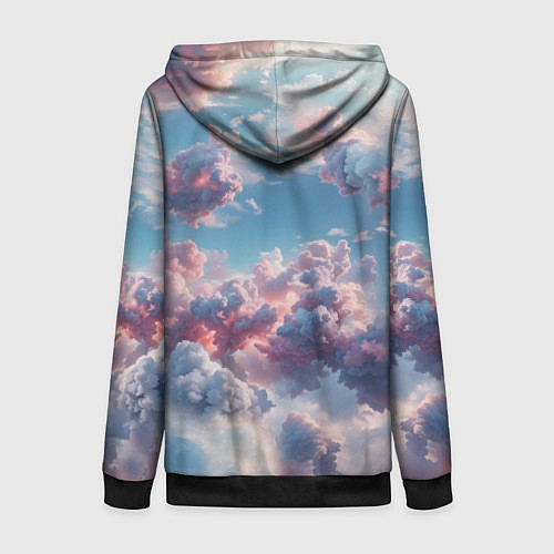 Женская толстовка на молнии Сказочные облака патерн / 3D-Черный – фото 2