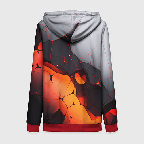 Женская толстовка на молнии Объемная плита с красной лавой иллюстрация / 3D-Красный – фото 2