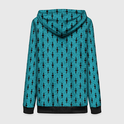 Женская толстовка на молнии Бирюзовый с чёрными горошками / 3D-Черный – фото 2