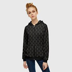 Толстовка на молнии женская Чёрный горошки-цепочки, цвет: 3D-черный — фото 2