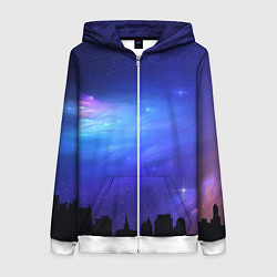 Толстовка на молнии женская Город вселенная, цвет: 3D-белый