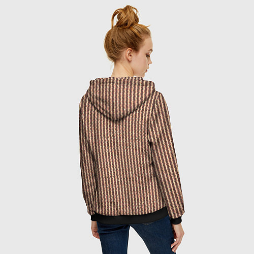 Женская толстовка на молнии Мелкая мозаика золотистый коричневый / 3D-Черный – фото 4