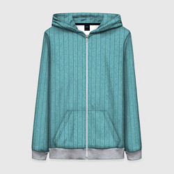 Женская толстовка на молнии Бирюзовый текстурированный в полоску