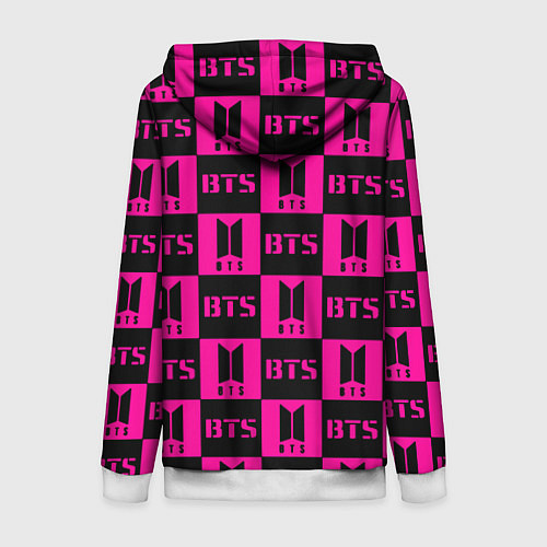 Женская толстовка на молнии BTS pattern pink logo / 3D-Белый – фото 2