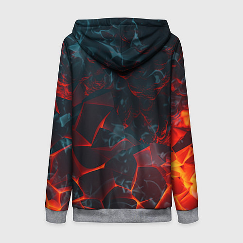 Женская толстовка на молнии Темная абстракция с разломом красных плит / 3D-Меланж – фото 2