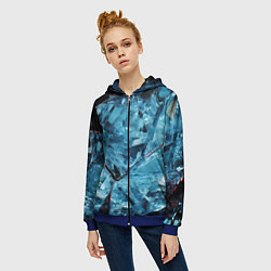 Толстовка на молнии женская Ледяной абстрактный куб, цвет: 3D-синий — фото 2