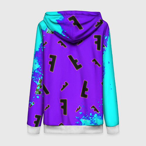 Женская толстовка на молнии Fortnite neon steel colors epic / 3D-Белый – фото 2