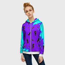 Толстовка на молнии женская Fortnite neon steel colors epic, цвет: 3D-белый — фото 2