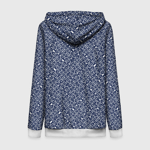 Женская толстовка на молнии Сине-белый паттерн узорчатый / 3D-Белый – фото 2