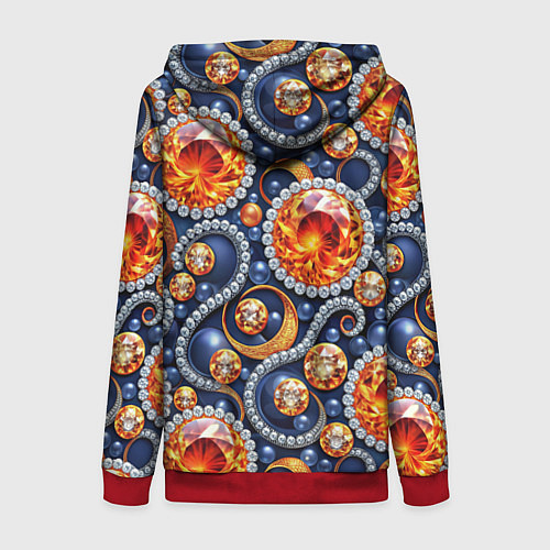 Женская толстовка на молнии Ювелирные украшение с золотом и бриллиантом паттер / 3D-Красный – фото 2