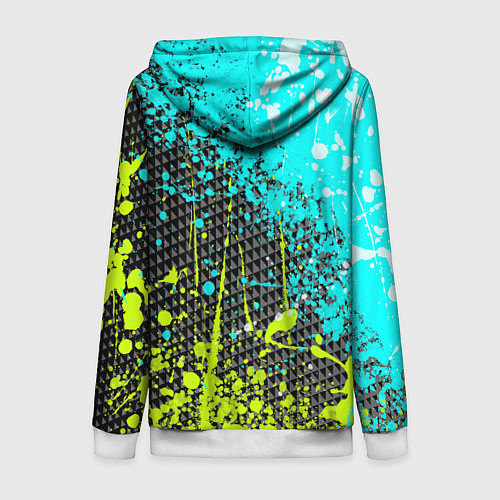 Женская толстовка на молнии Брызги красок с геометрией / 3D-Белый – фото 2