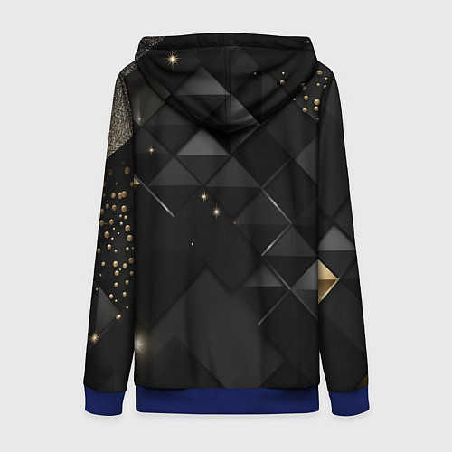 Женская толстовка на молнии Золотой герб России на черно-золотой текстуре / 3D-Синий – фото 2