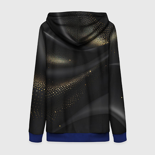 Женская толстовка на молнии Золотой герб России на черно-золотой текстуре / 3D-Синий – фото 2